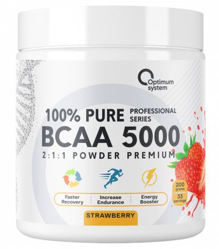 100% Pure BCAA 5000 Powder 200 грамм (Клубника)