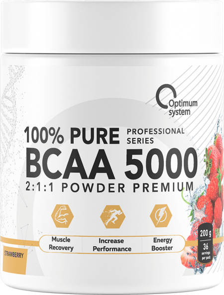 100% Pure BCAA 5000 Powder 200 грамм (Клубника)