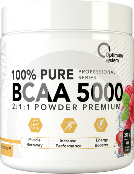 100% Pure BCAA 5000 Powder 240 грамм (Малина) 100% Pure BCAA 5000 Powder 240 грамм (Малина)
