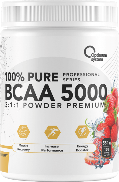 100% Pure BCAA 5000 Powder 550 грамм (Клубника)